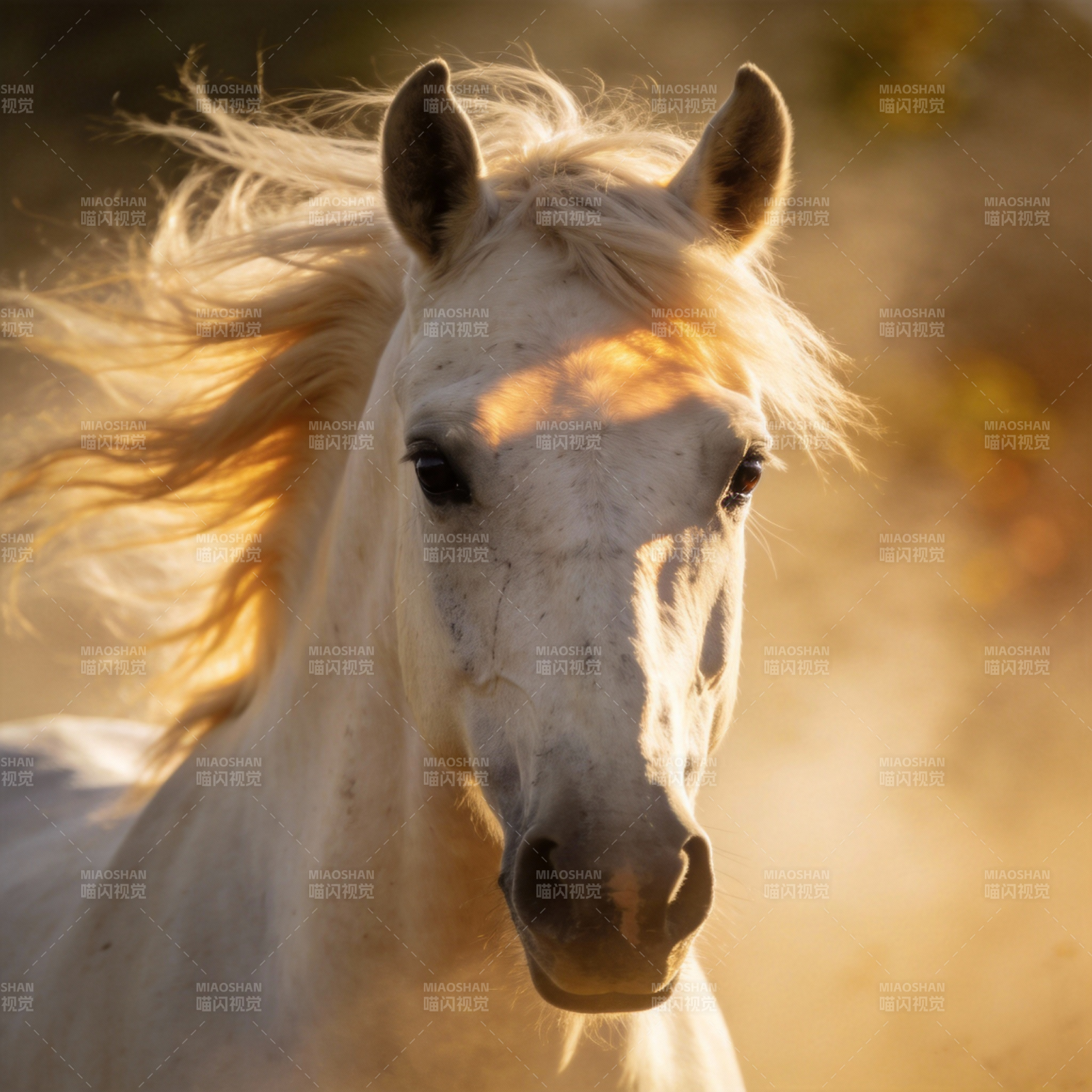 金光白马 风中驰骋图片
