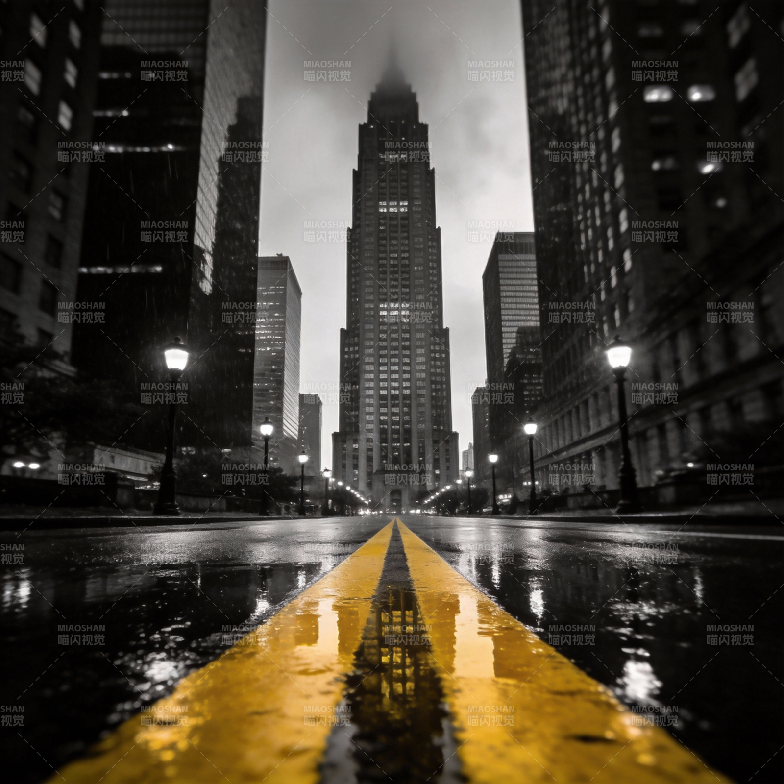 雨夜都市街景图片