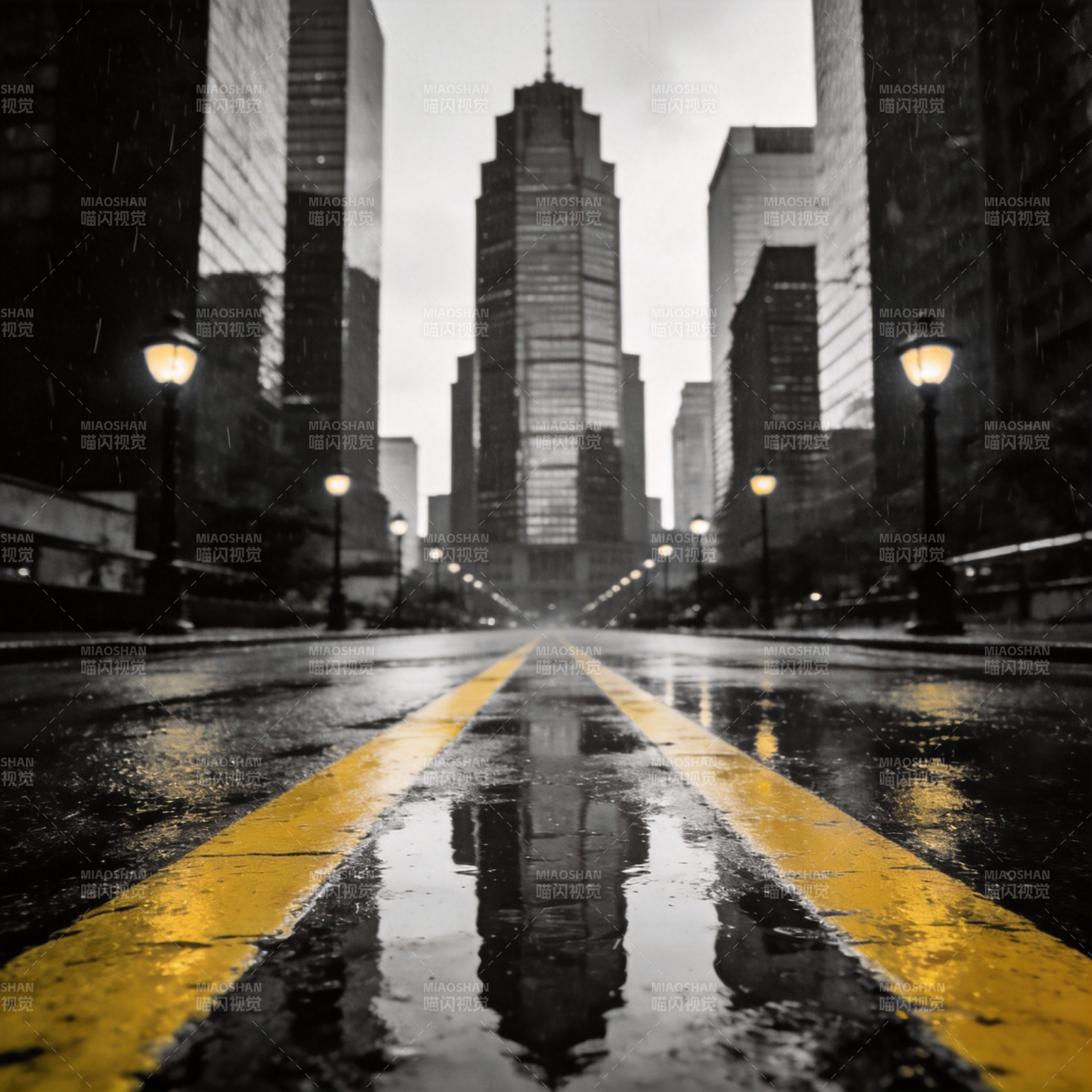 雨夜都市街景图片