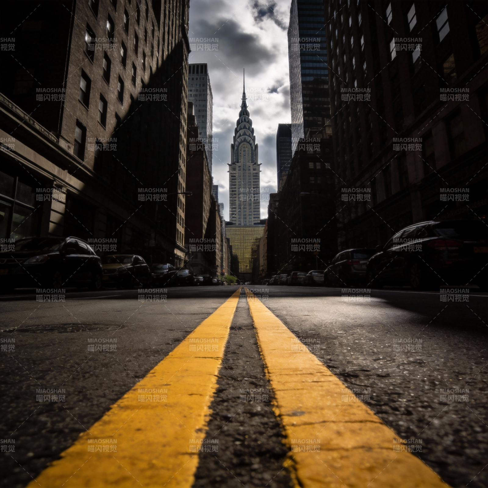 纽约街景 帝国大厦远眺图片