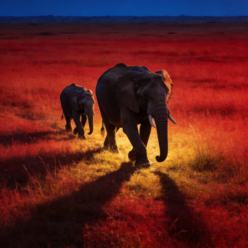 红土上的象影图片