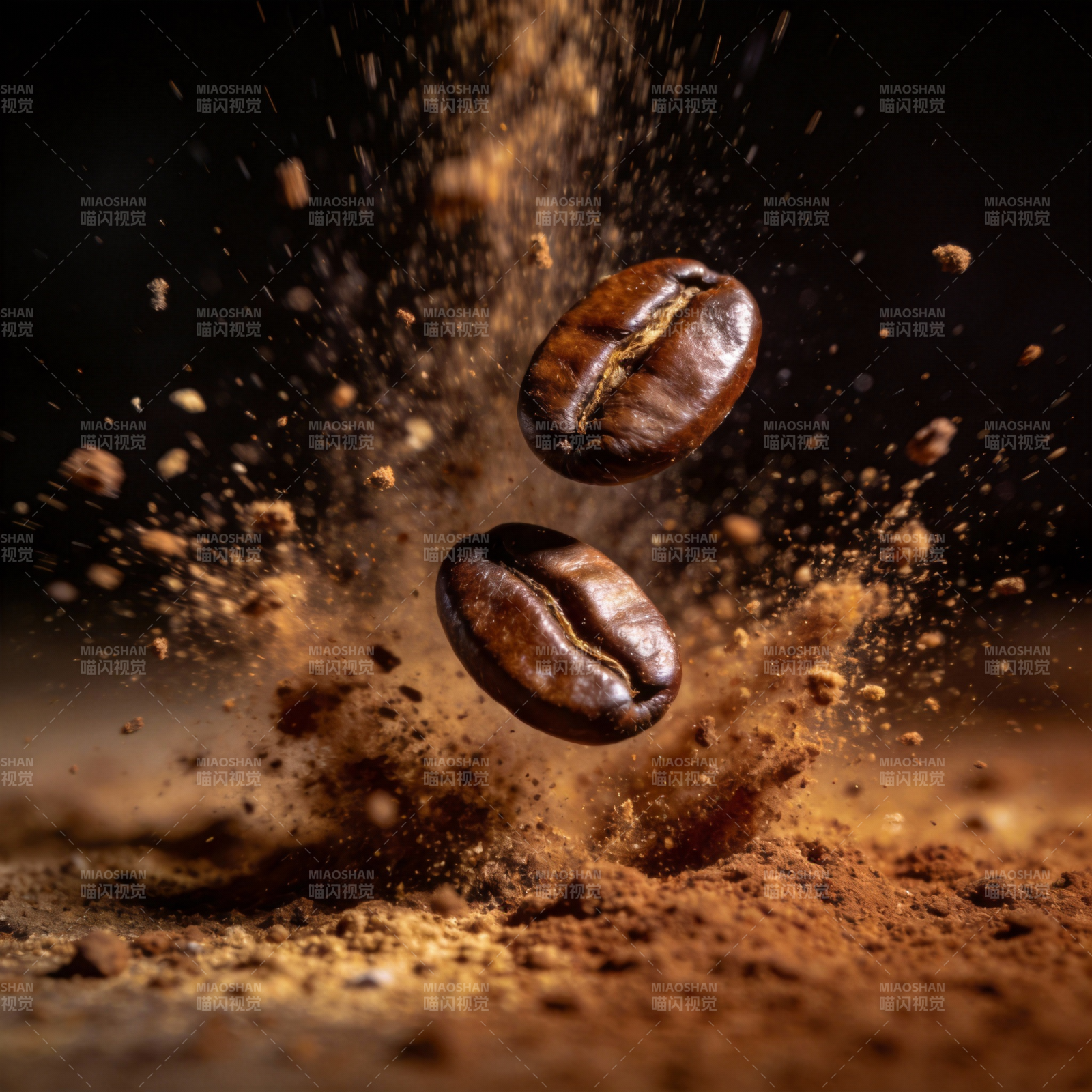 咖啡豆飞溅瞬间图片