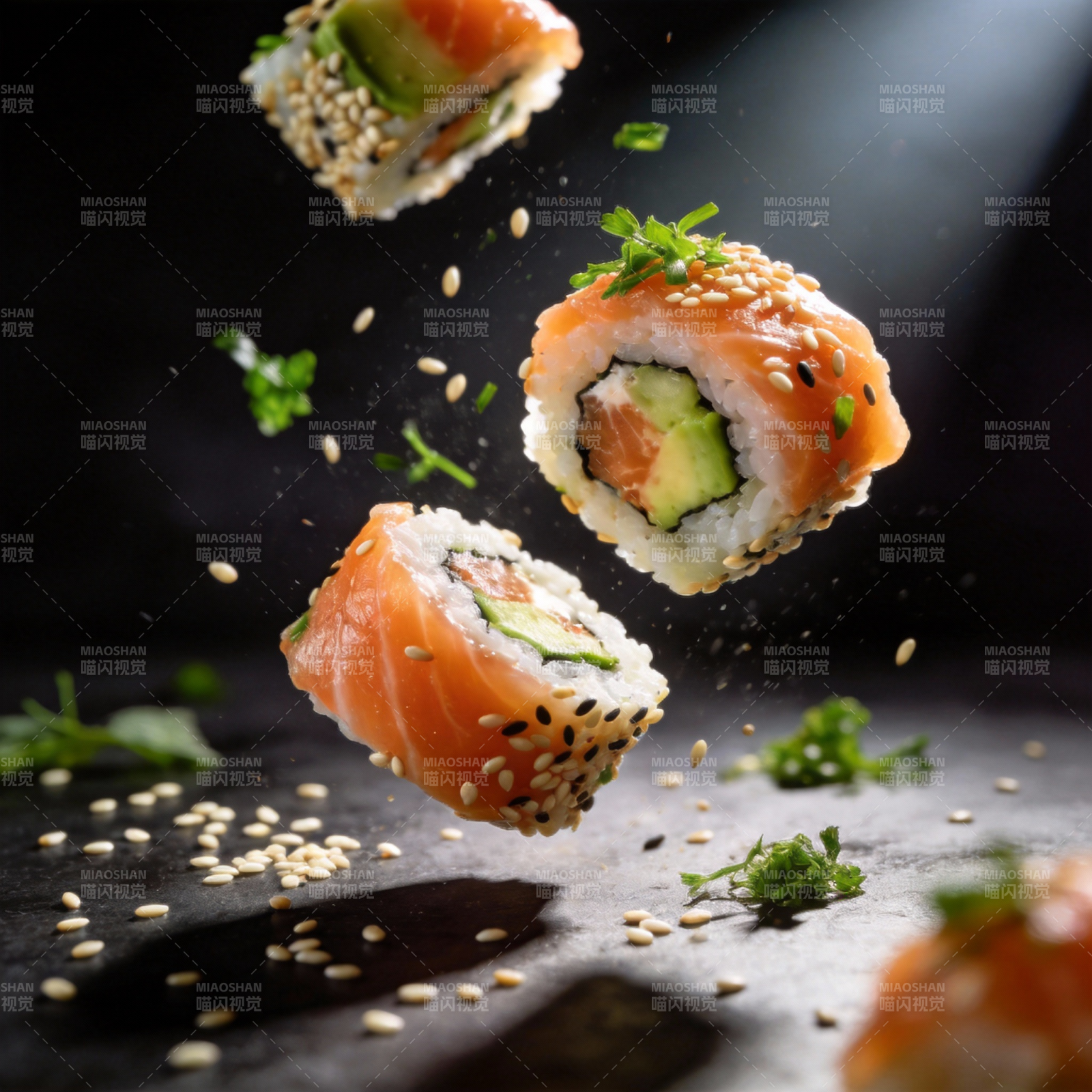 飞舞的寿司卷图片