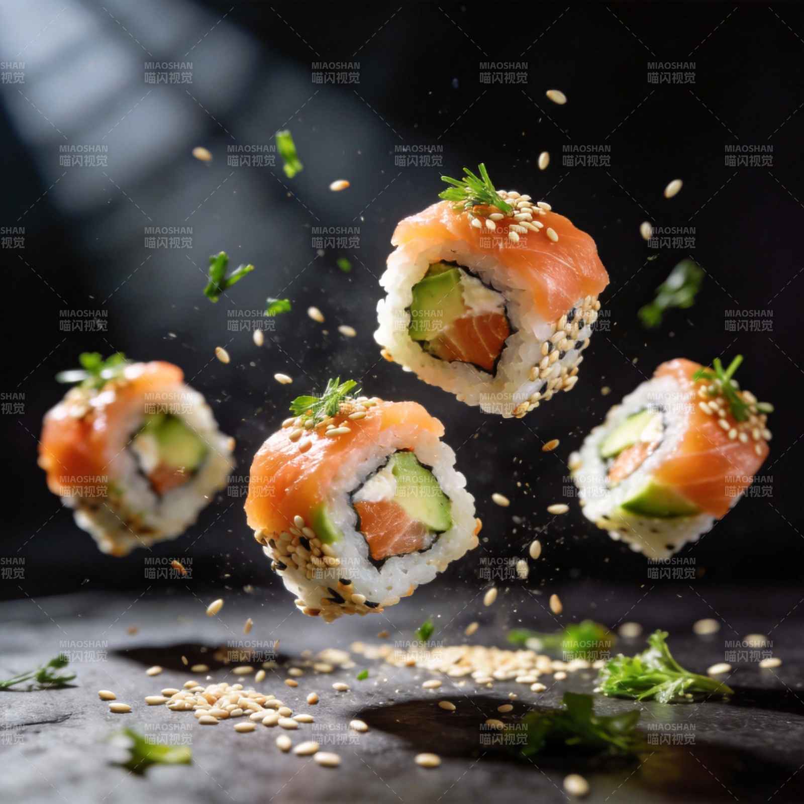 飞舞的寿司卷图片