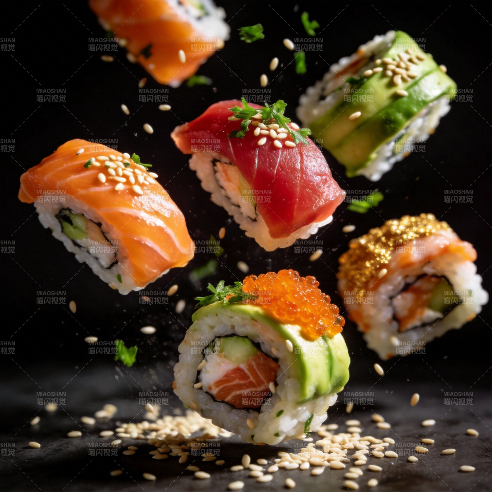 飞舞的寿司盛宴图片