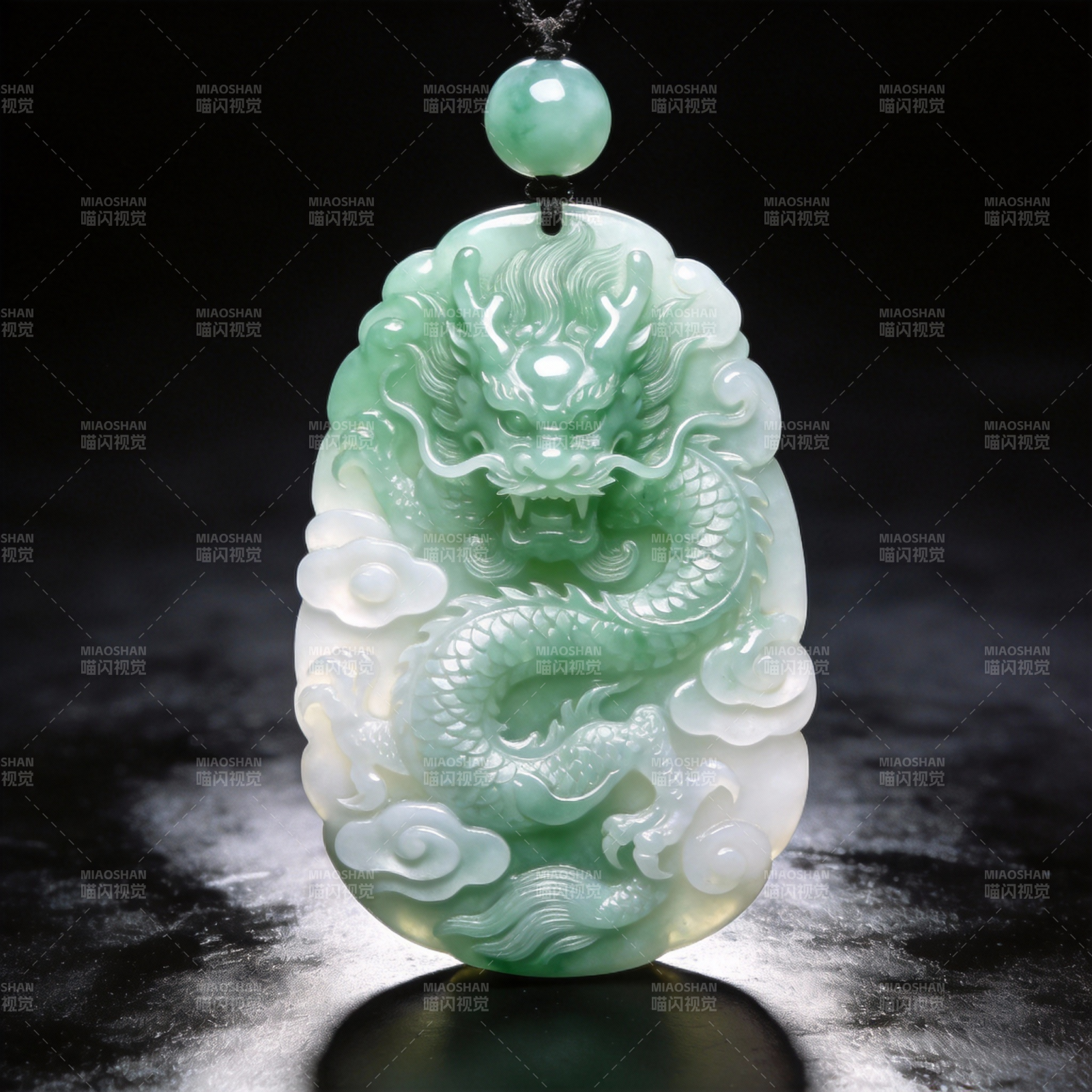 翡翠龙形吊坠图片