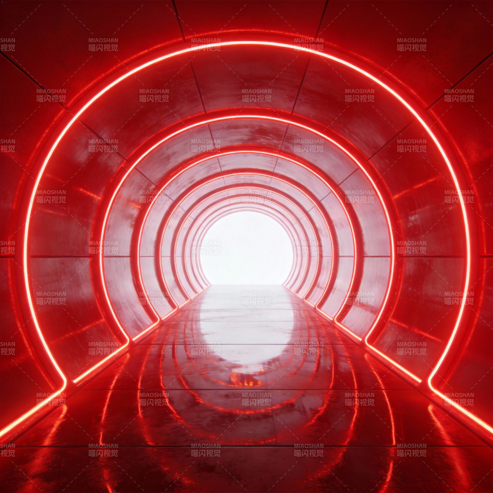 红色光隧道图片