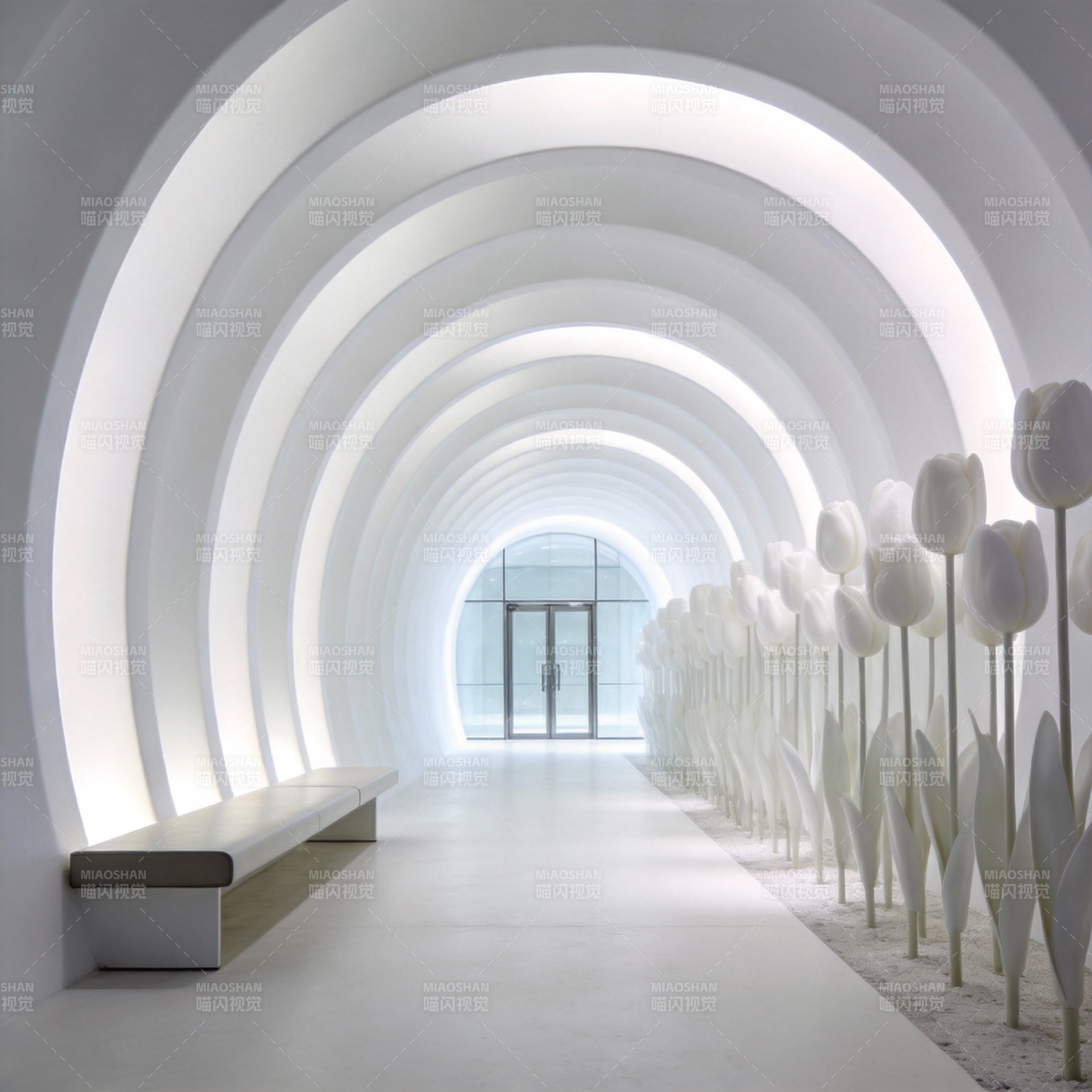 白色拱廊花径图片