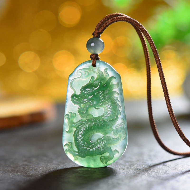 翡翠龙牌吊坠图片