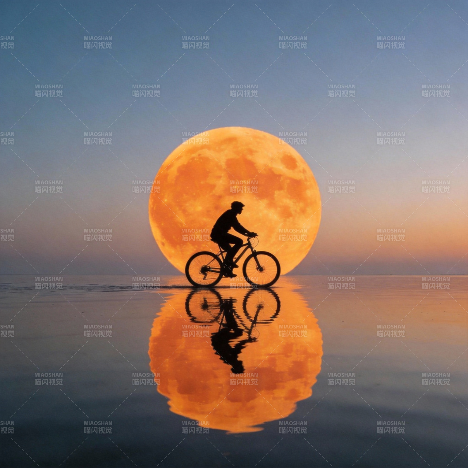 月下骑行图片