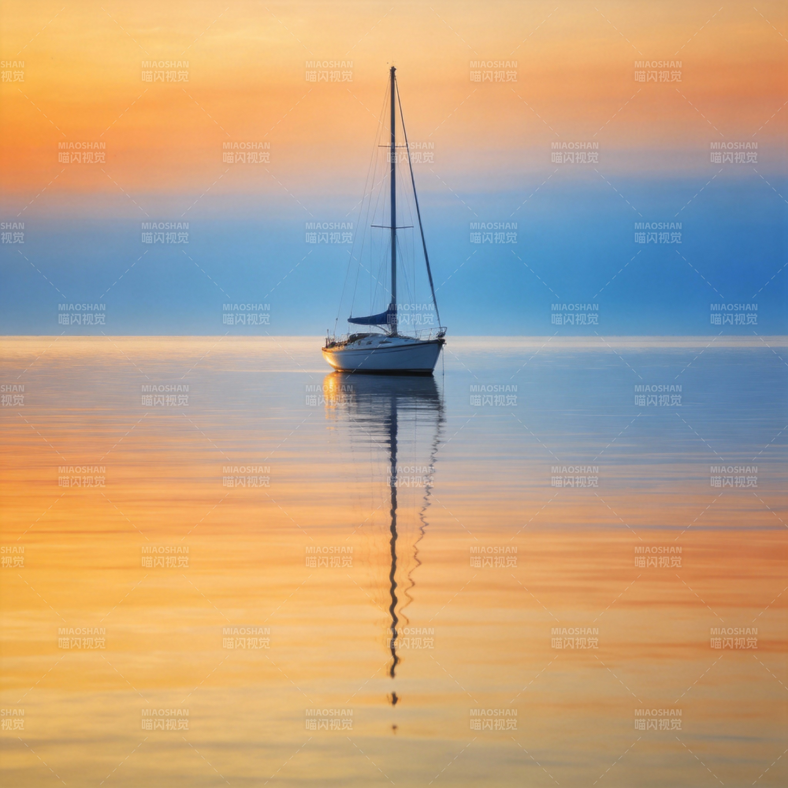 静谧海面孤帆影图片