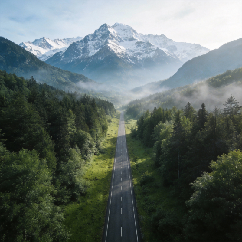 雪山公路美景图片