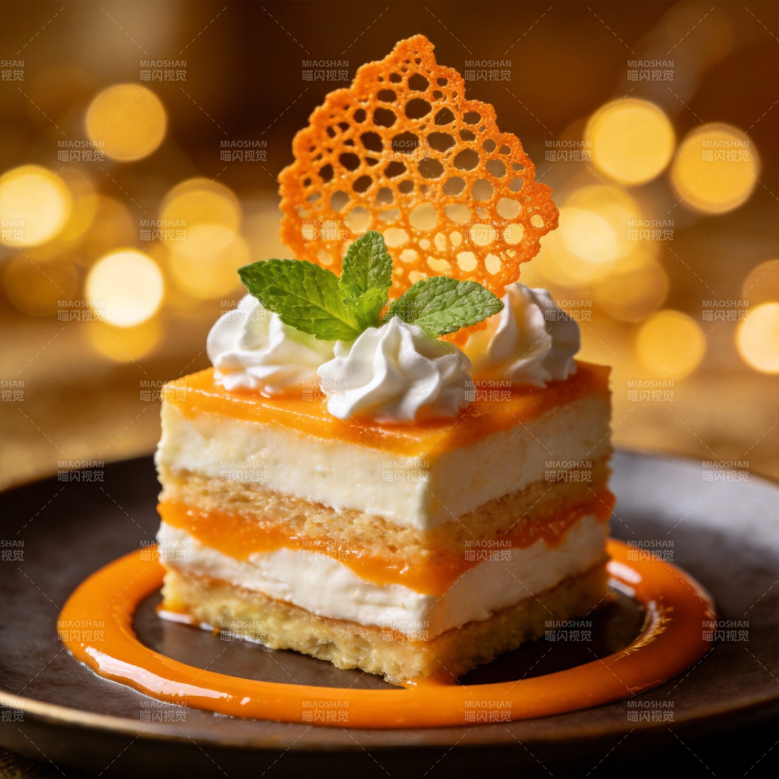 橙香慕斯蛋糕图片