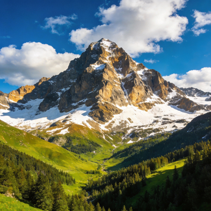 雪山绿谷风光图片