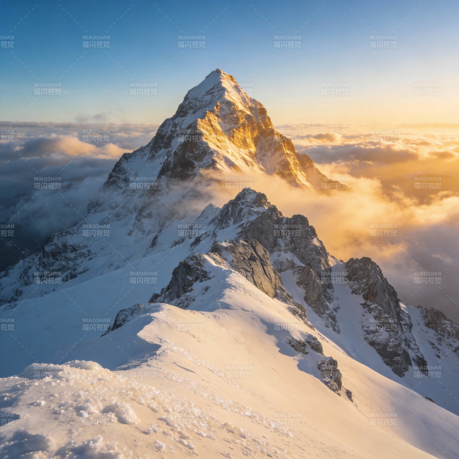 雪峰云海日出图片