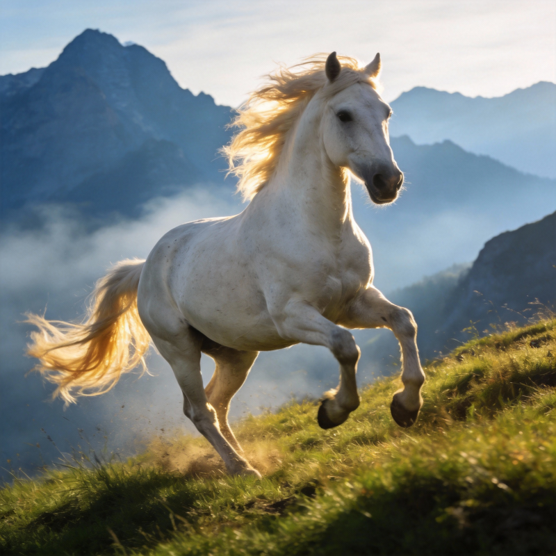 白马奔腾山间图片