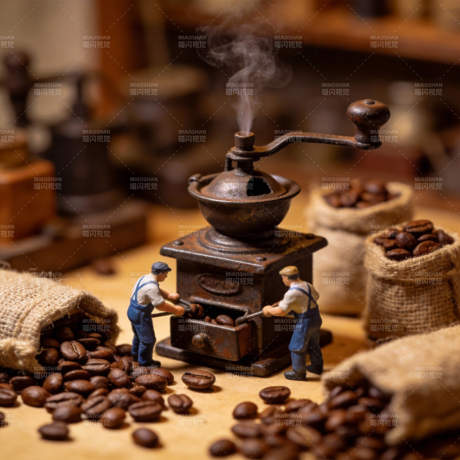 咖啡磨豆场景图片