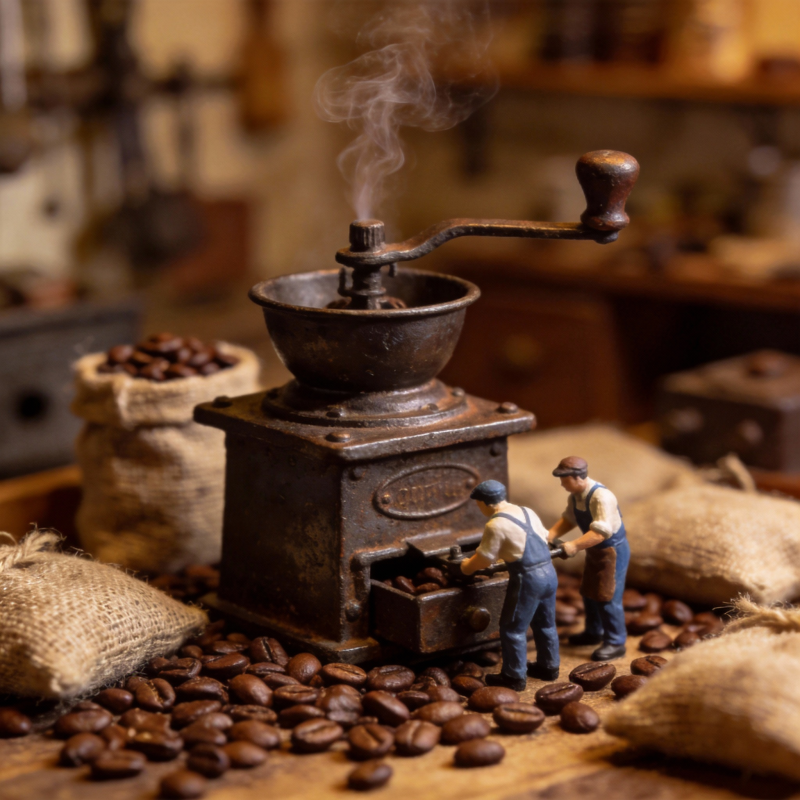 咖啡豆研磨场景图片