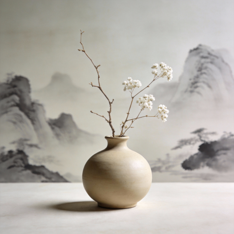 山水花影静谧图片