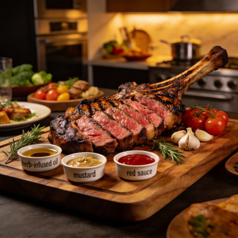 烤羊排配三酱图片