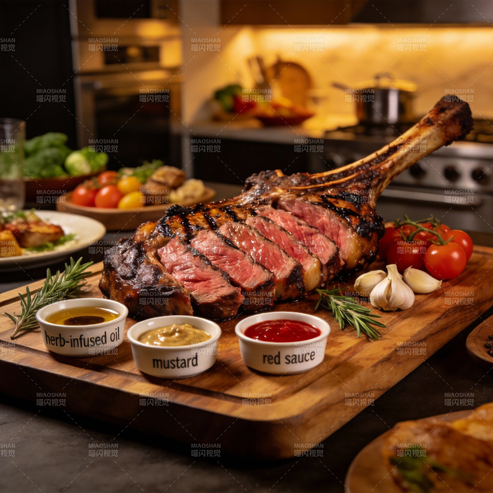 烤羊排配三酱图片