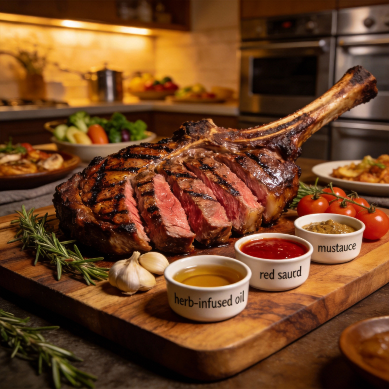 烤羊排配酱料图片