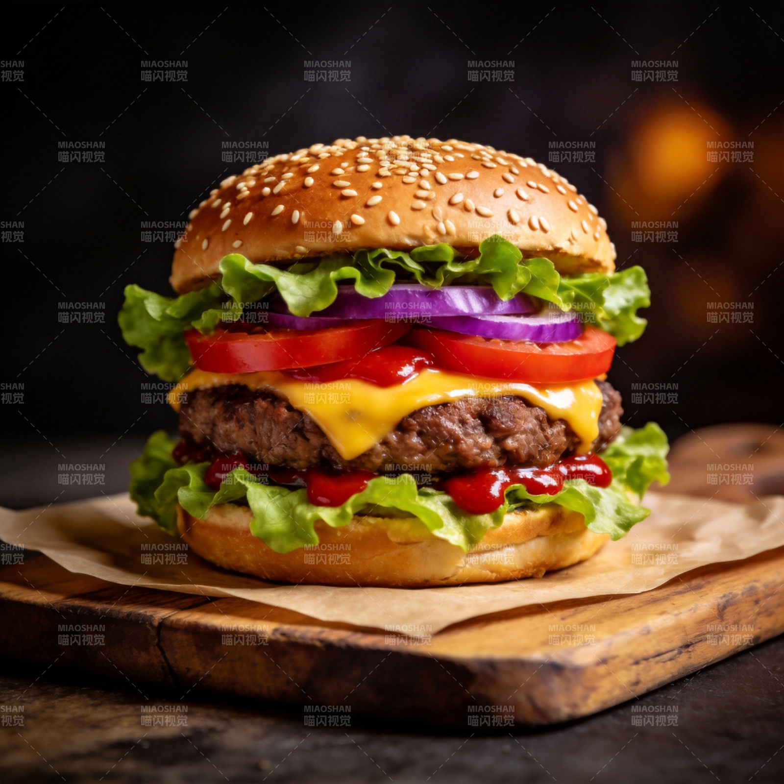 美味汉堡特写图片