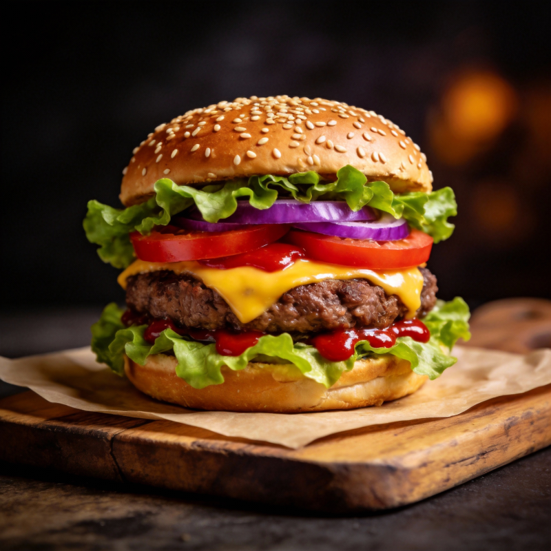 美味汉堡特写图片