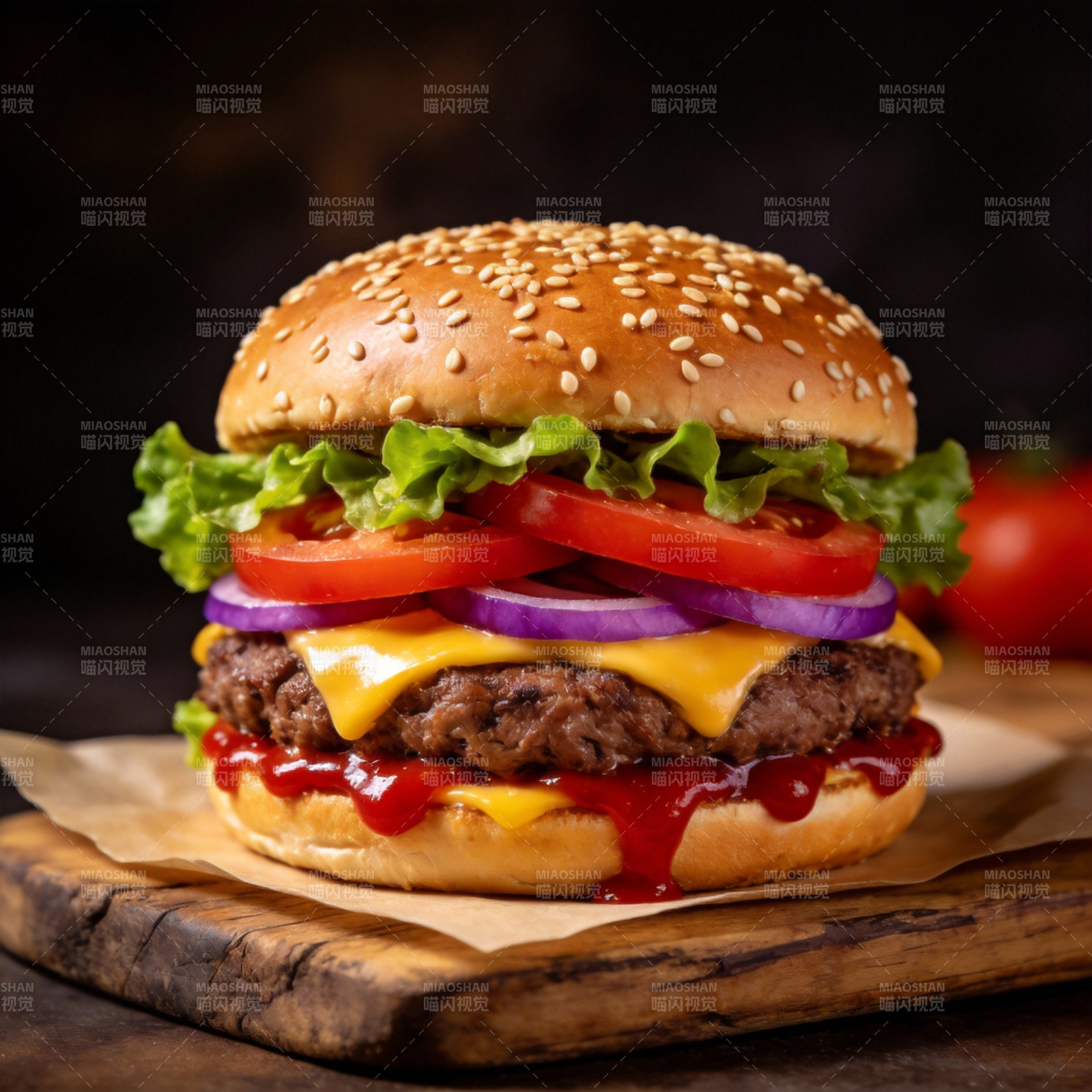 美味汉堡特写图片
