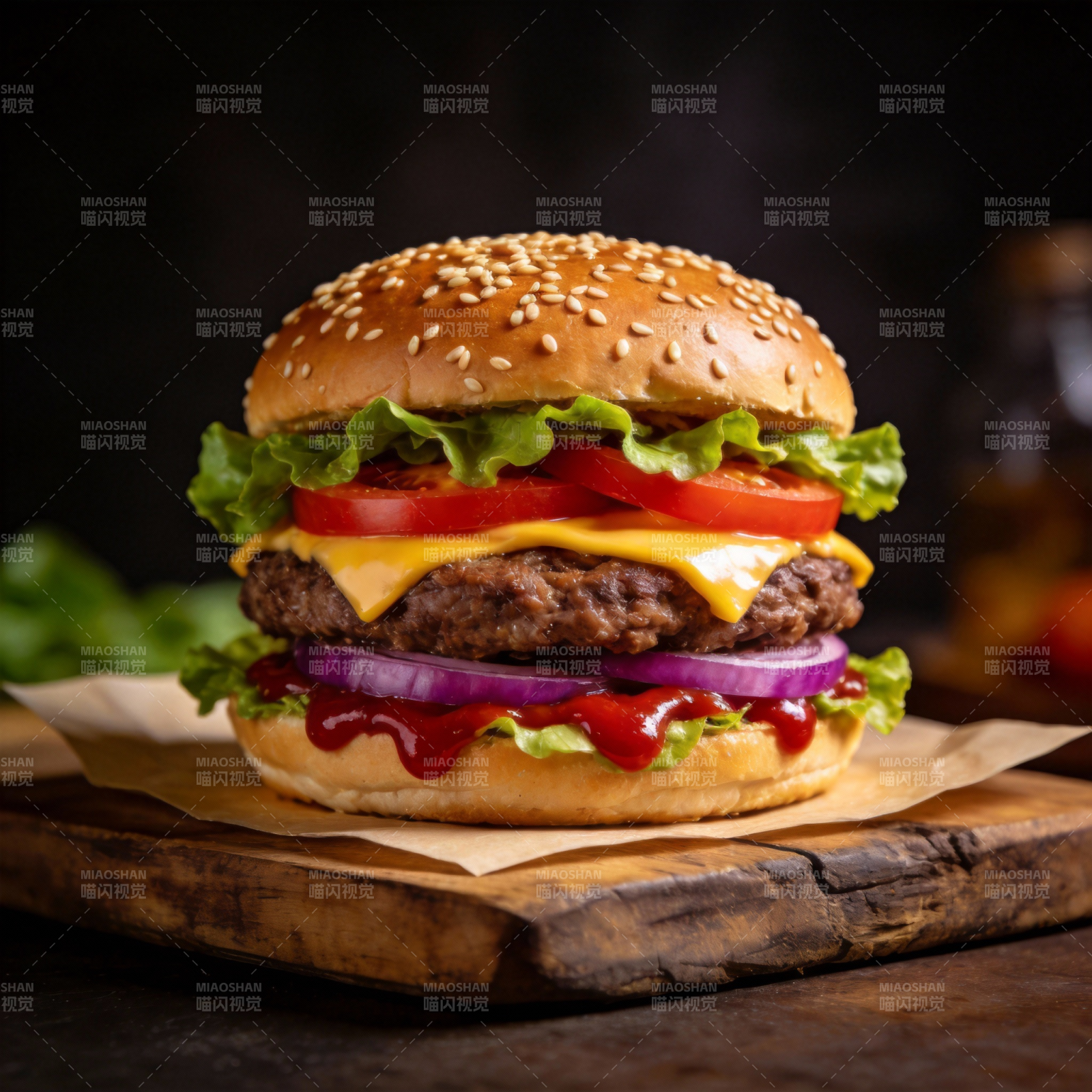 美味芝士汉堡图片