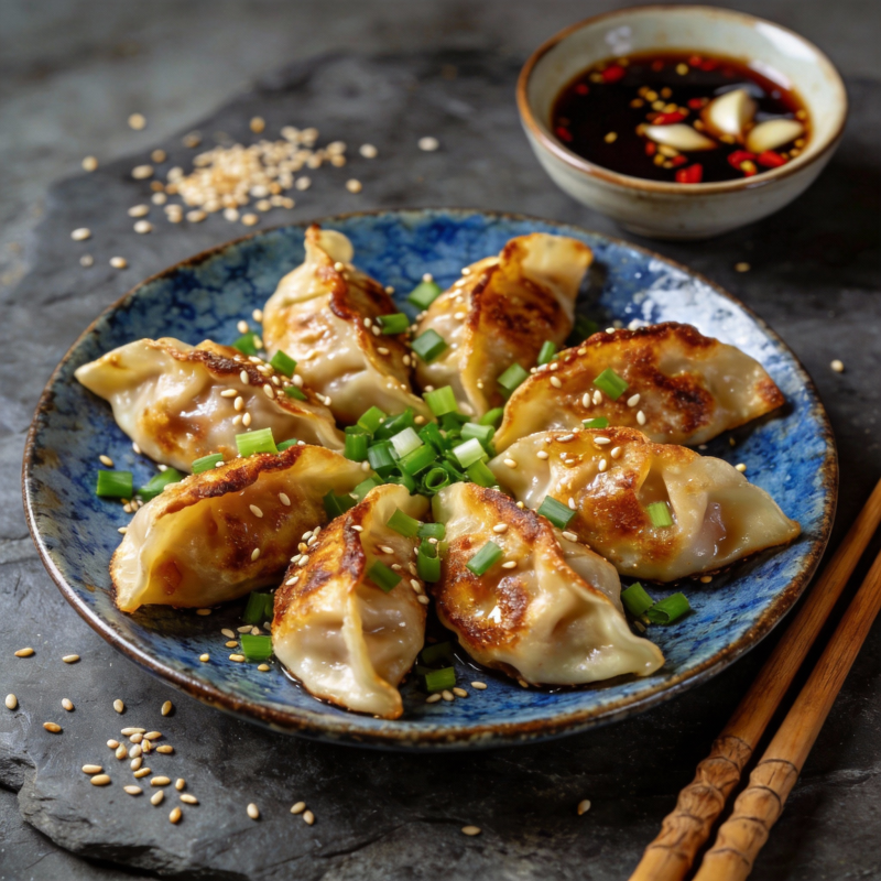 煎饺配蘸料图片