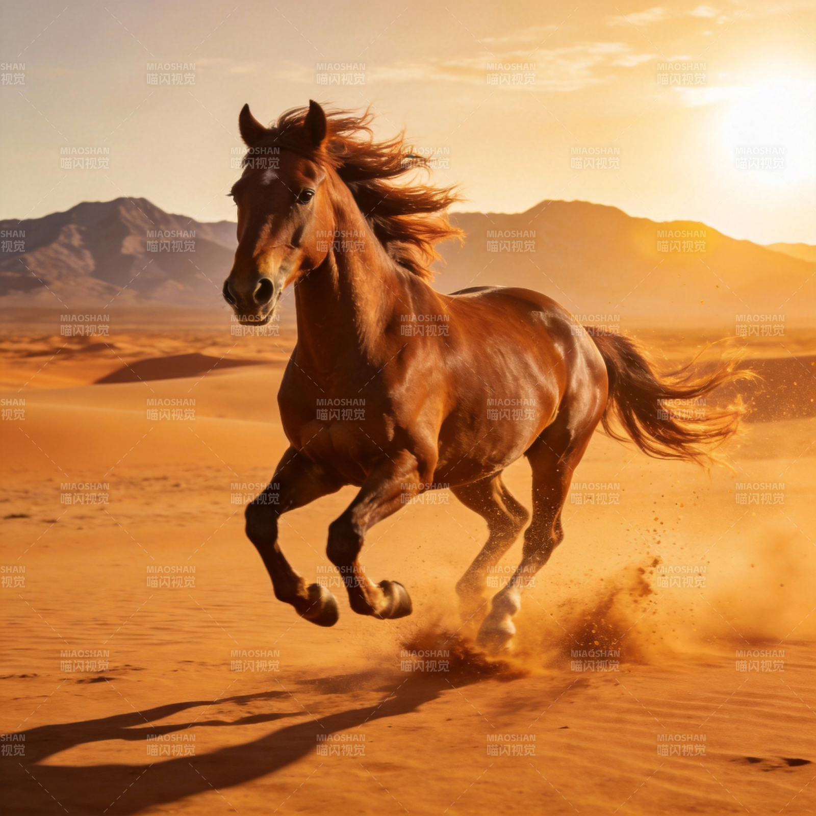 沙漠奔马图片