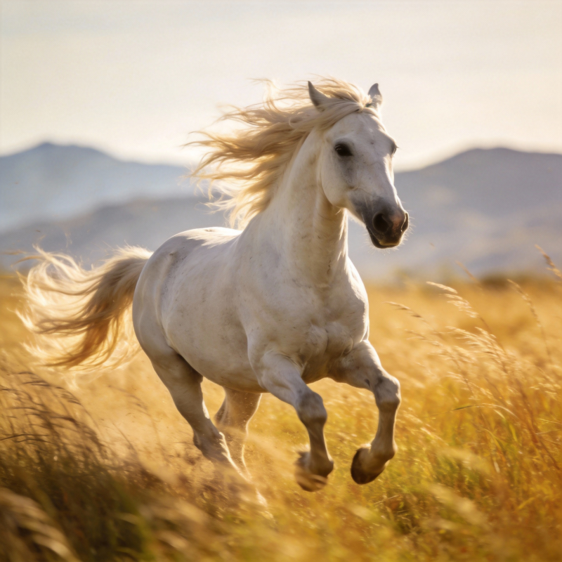 白马奔腾草原图片