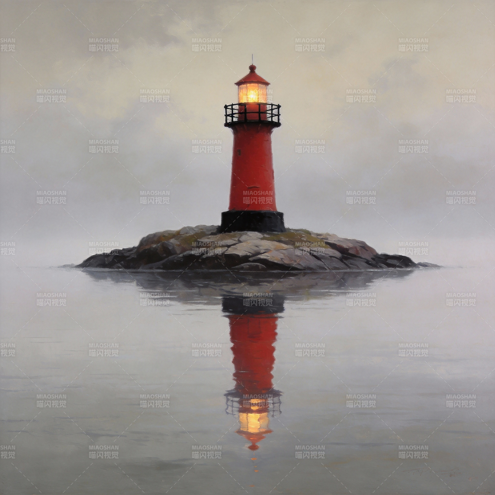 灯塔映水图片