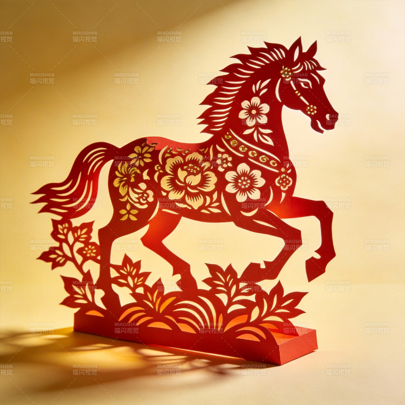 剪纸骏马迎春图片