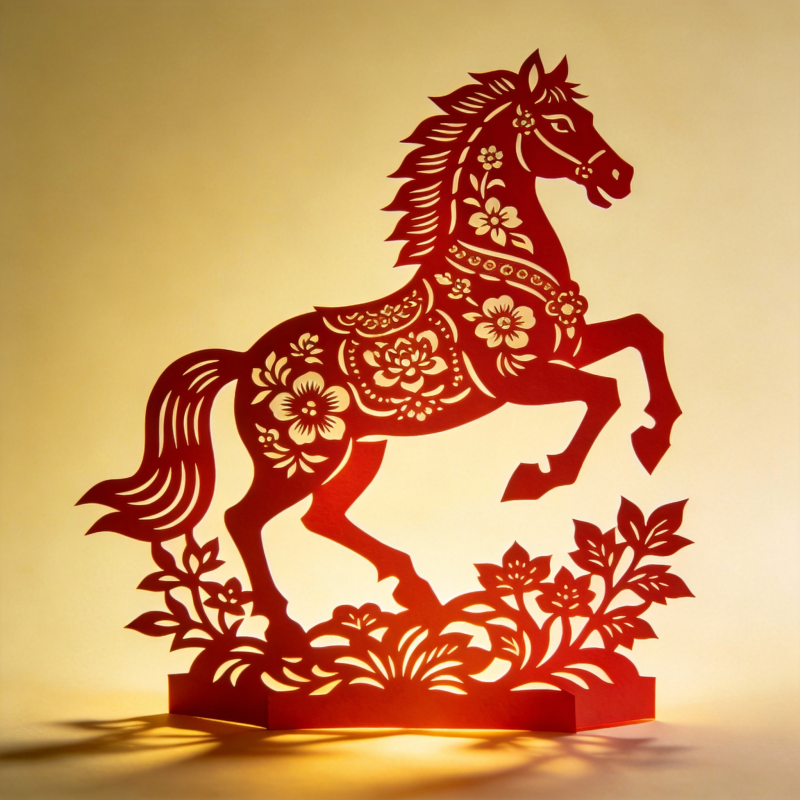 剪纸骏马迎春图片