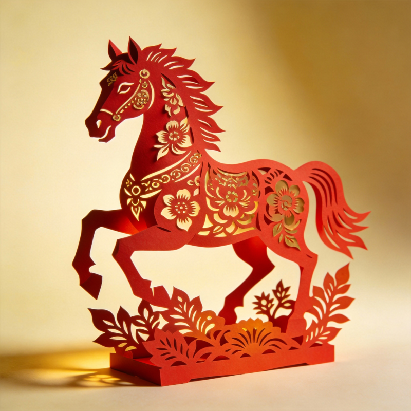剪纸骏马迎春图片
