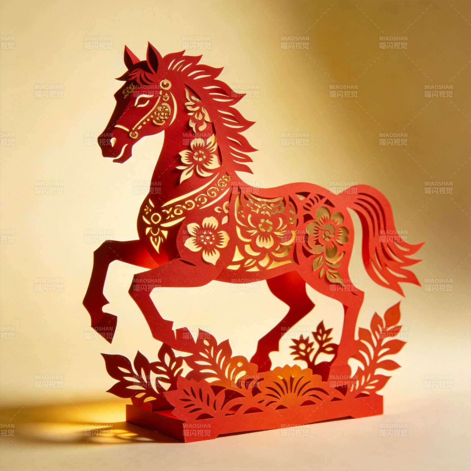 剪纸骏马迎春图片