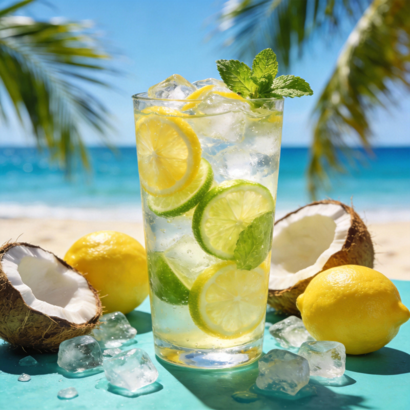 椰林柠檬冰饮图片