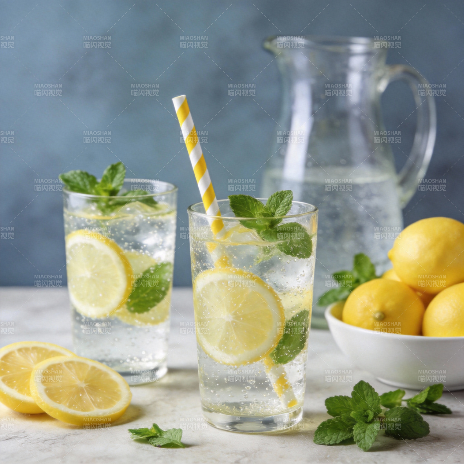 柠檬薄荷气泡水图片