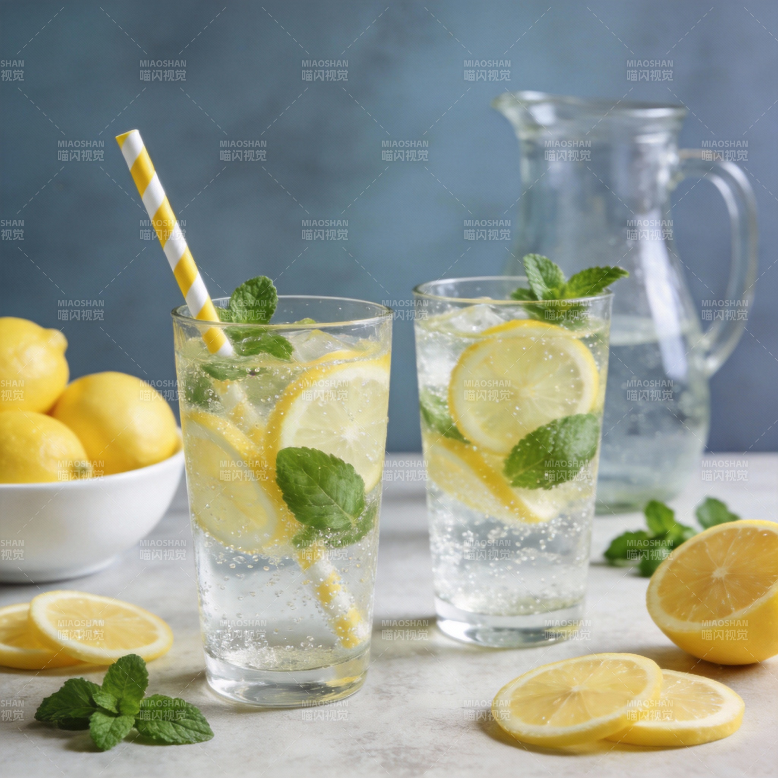 柠檬薄荷气泡水图片