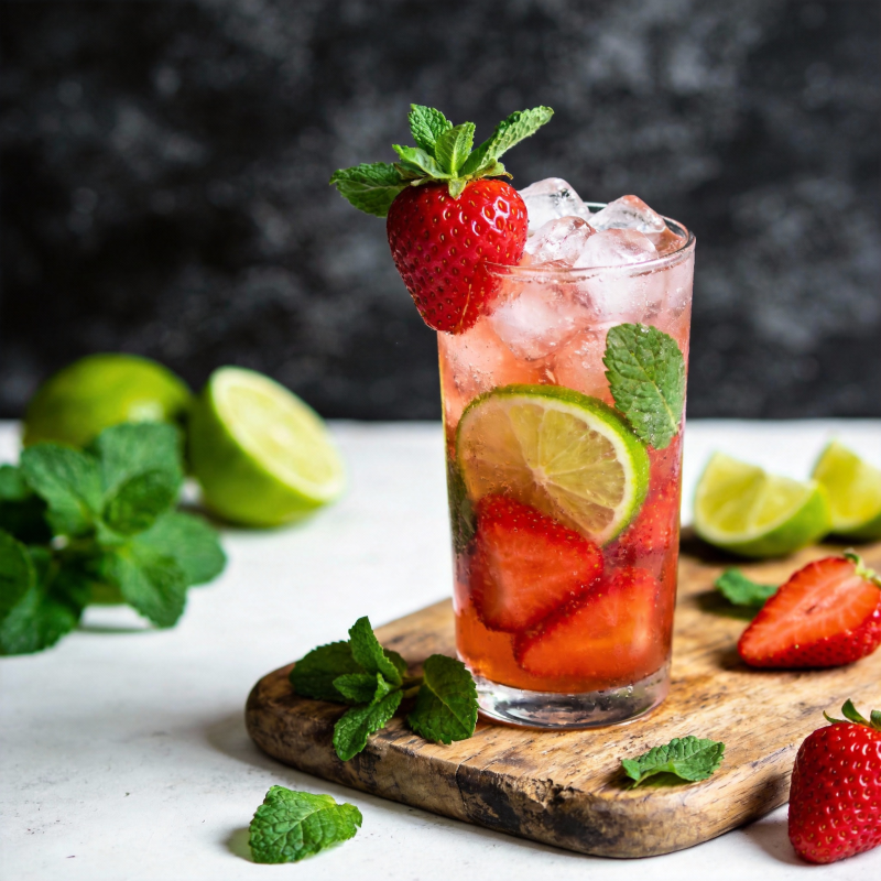 草莓薄荷鸡尾酒图片