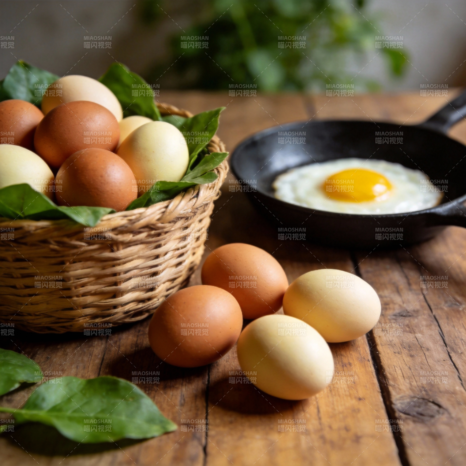 新鲜鸡蛋与煎蛋图片