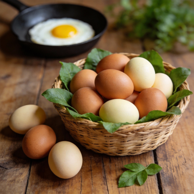 新鲜鸡蛋与煎蛋图片