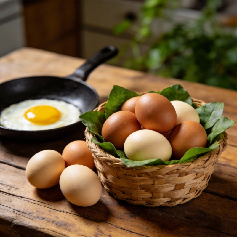 新鲜鸡蛋与煎蛋图片