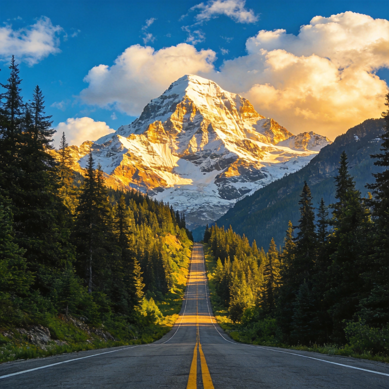 雪山公路美景图片