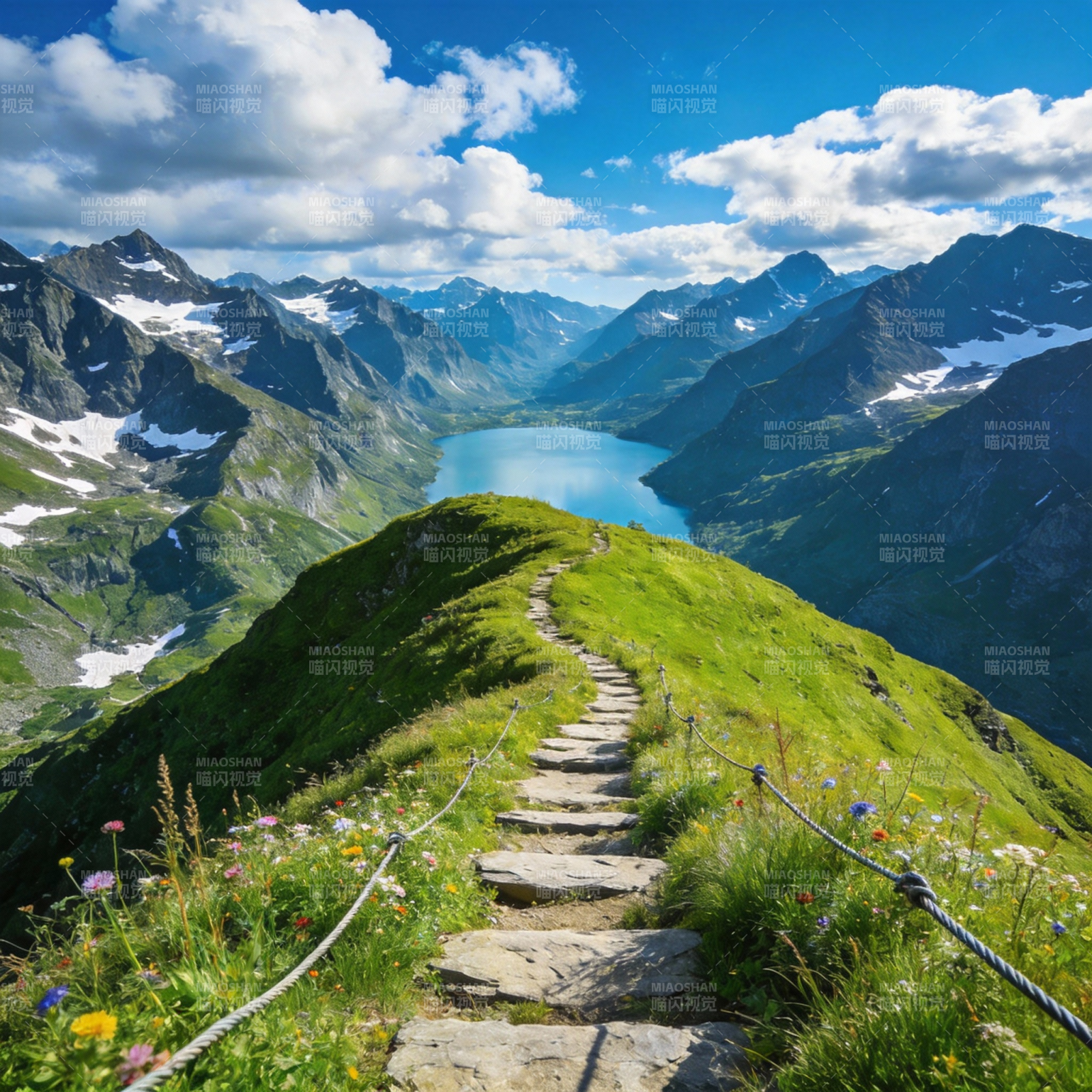 高山湖畔步道图片