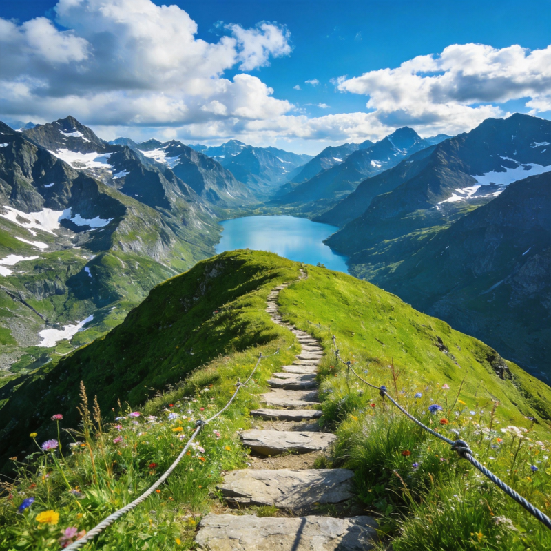 高山湖畔步道图片