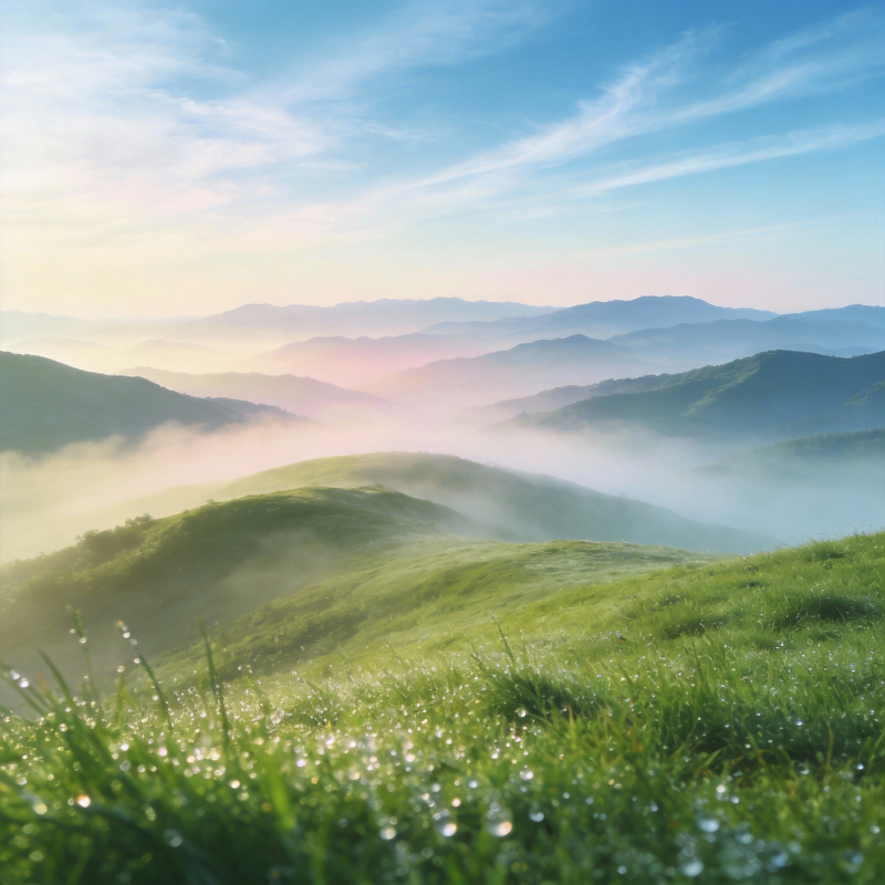 晨雾山野图片
