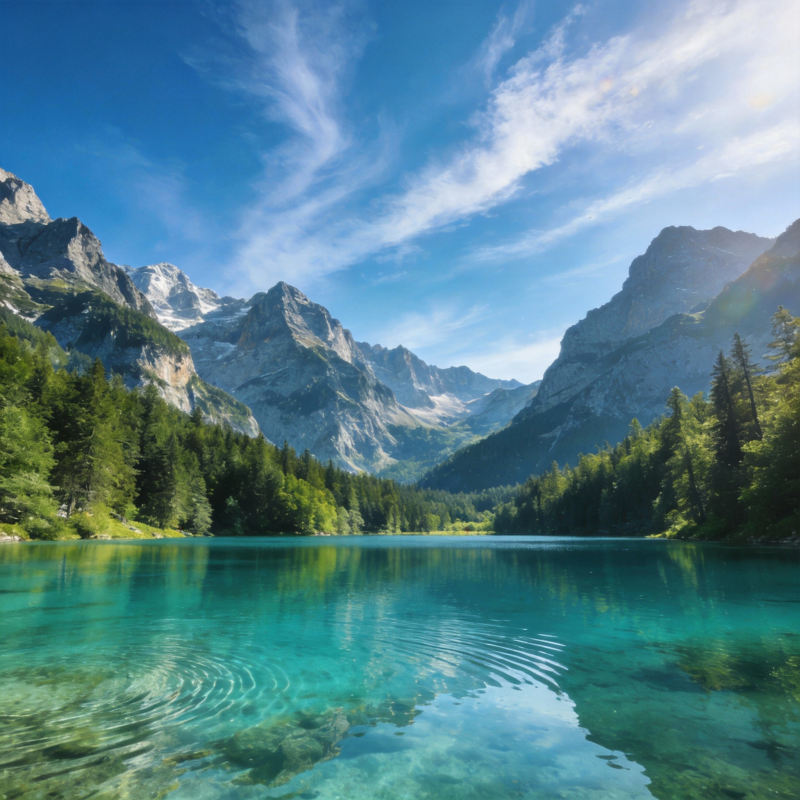 碧湖映雪山图片